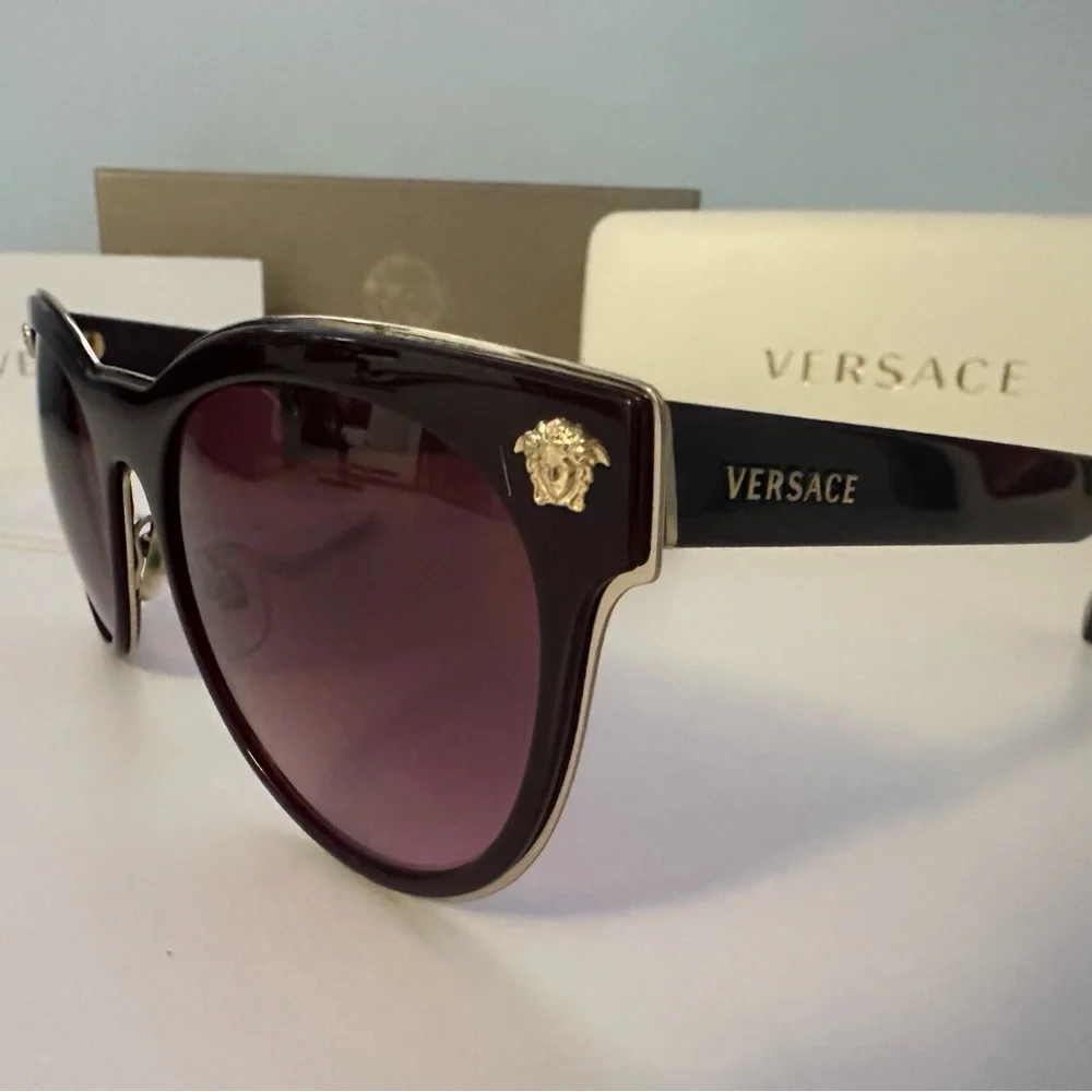 Versace Women's Elegant Burgundy Sunglasses - Picture 3 of 6